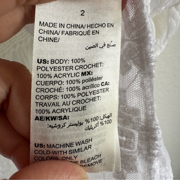 🩵Chicos 2 White Lace Top Fringe Kimono Crochet Boho Festival Cottagecore Large - Picture 6 of 13